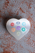 Çakra Sembollü Kalp Selenit Obje