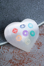 Çakra Sembollü Kalp Selenit Obje