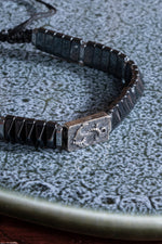 Çapa Gümüş Aparatlı Hematit Doğal Taş Makrome Bileklik