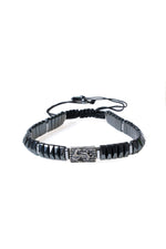 Çapa Gümüş Aparatlı Hematit Doğal Taş Makrome Bileklik