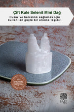 Çift Kule Selenit Mini Dağ Obje