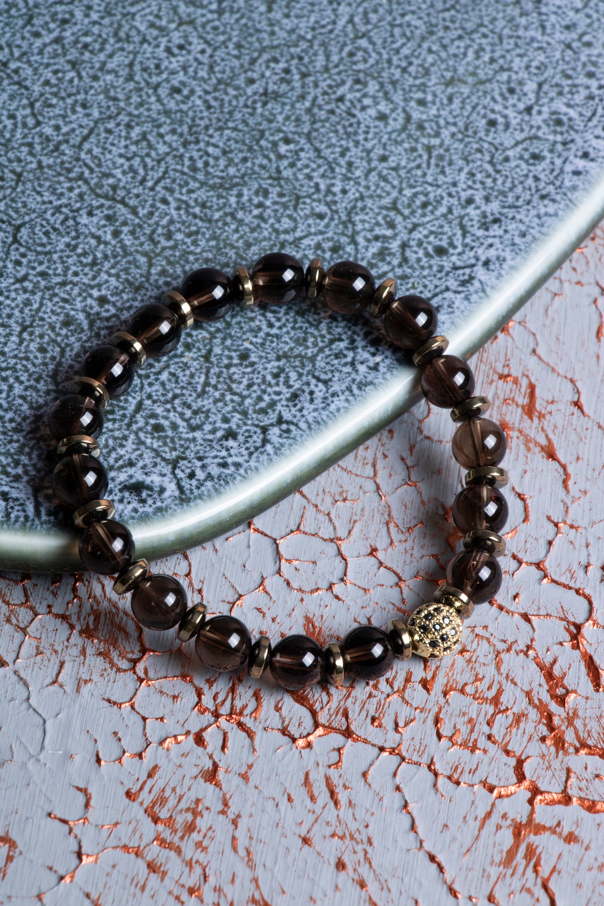 Dumanlı Kuvars &amp; Hematit Zirkon Aparat Bileklik