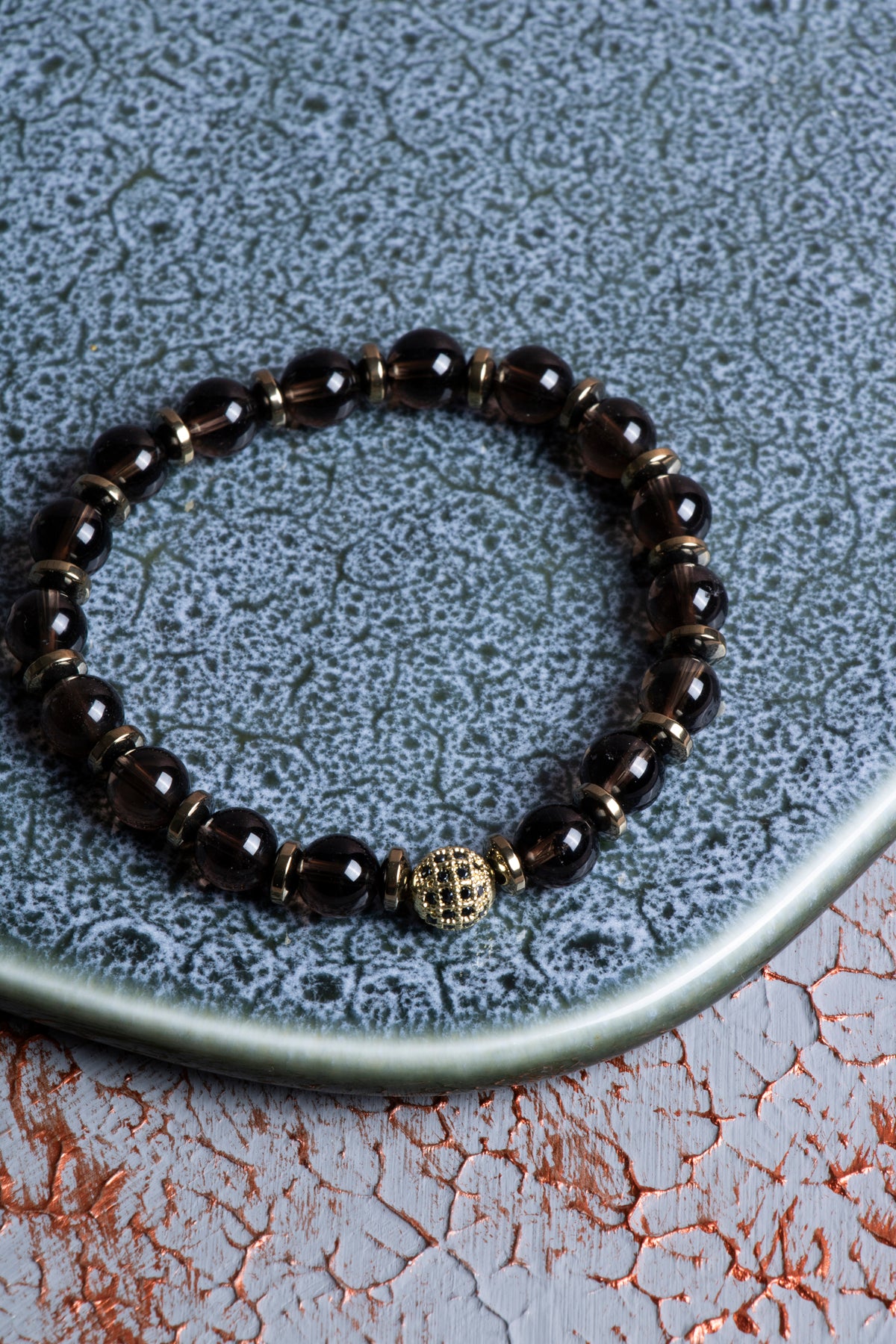 Dumanlı Kuvars &amp; Hematit Zirkon Aparat Bileklik