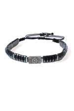 Dümen Gümüş Aparatlı Hematit Doğal Taş Makrome Bileklik