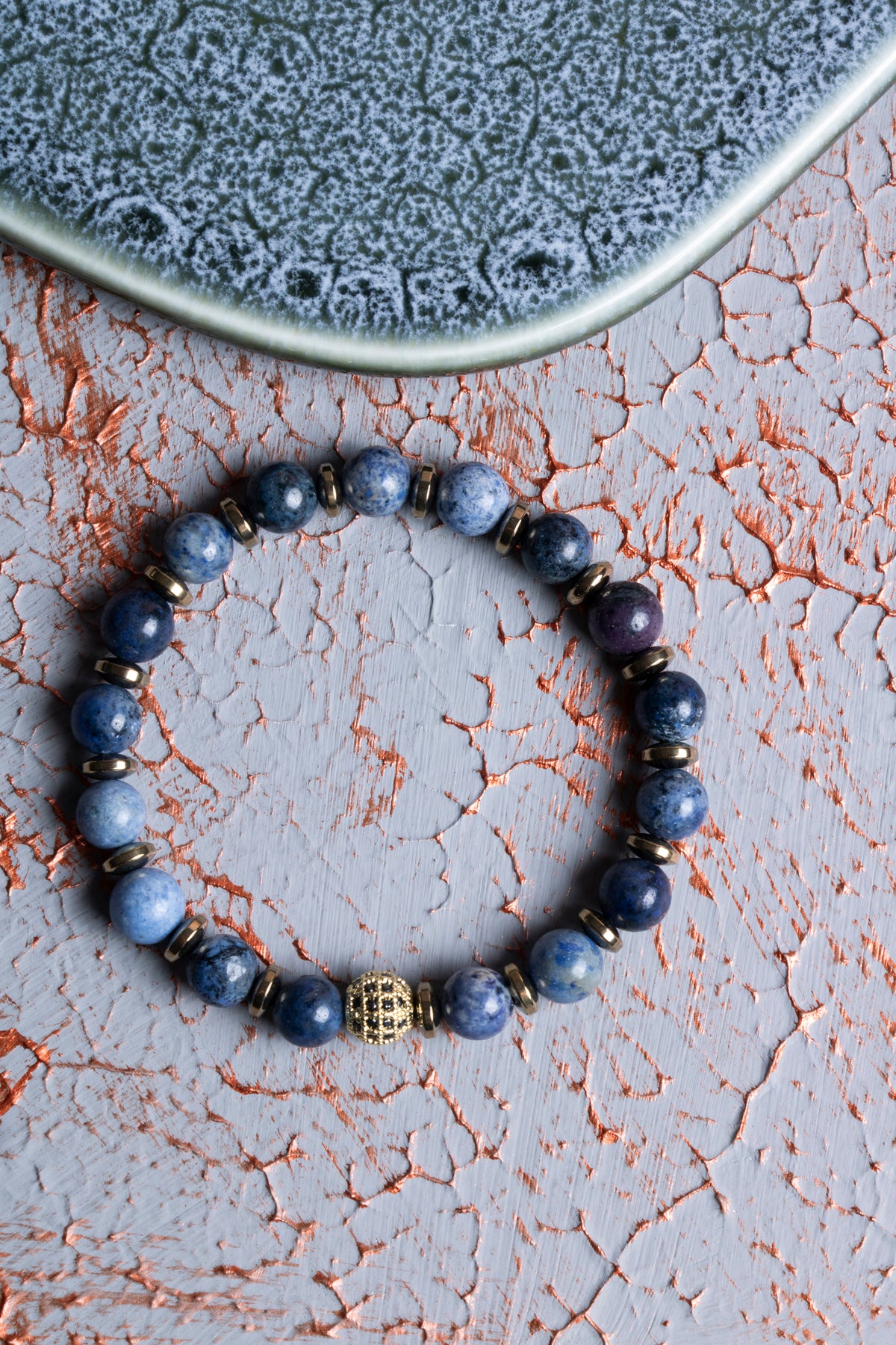 Dumortierite &amp; Hematit Zirkon Aparat Bileklik