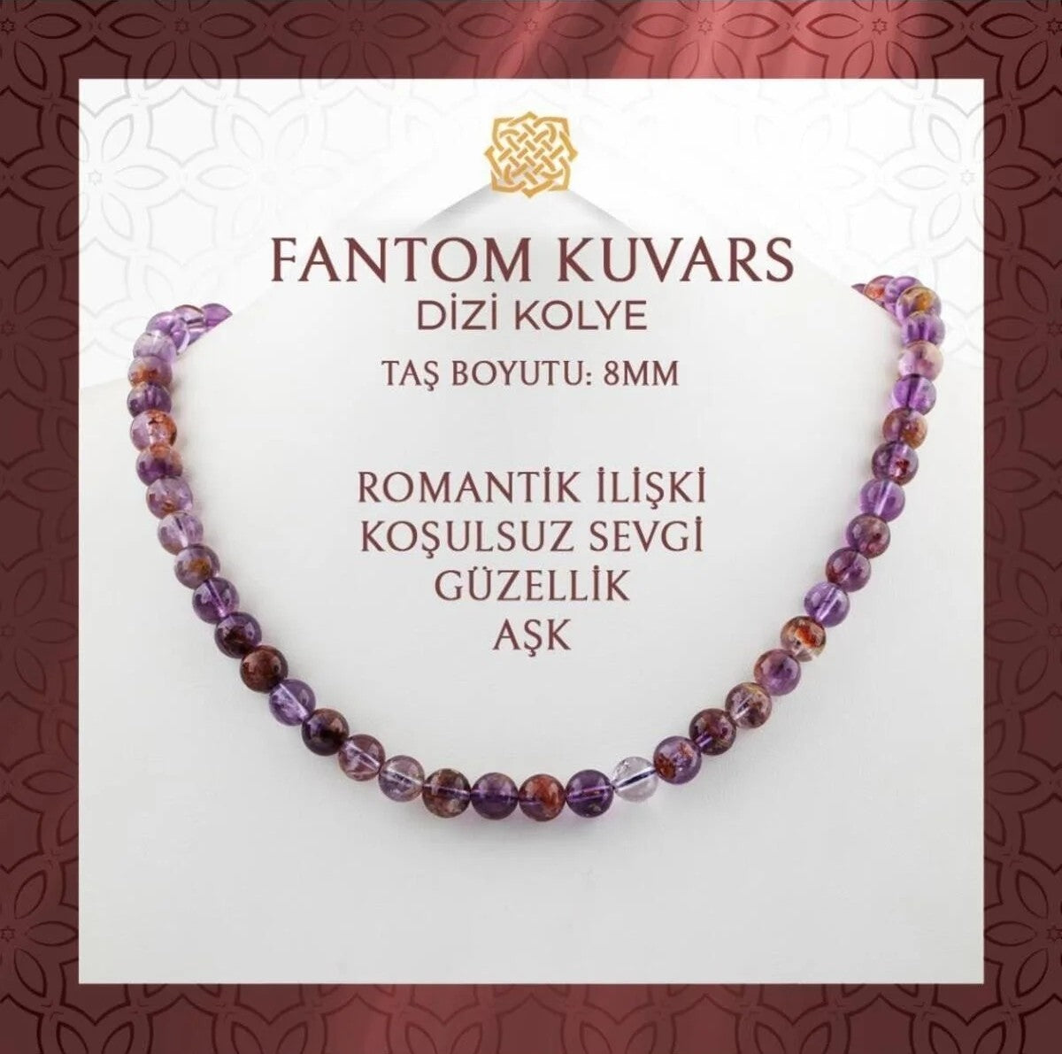 Fantom Kuvars 8 mm Dizi Doğal Taş Kolye