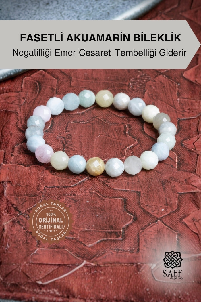 Fasetli Akuamarin Bileklik