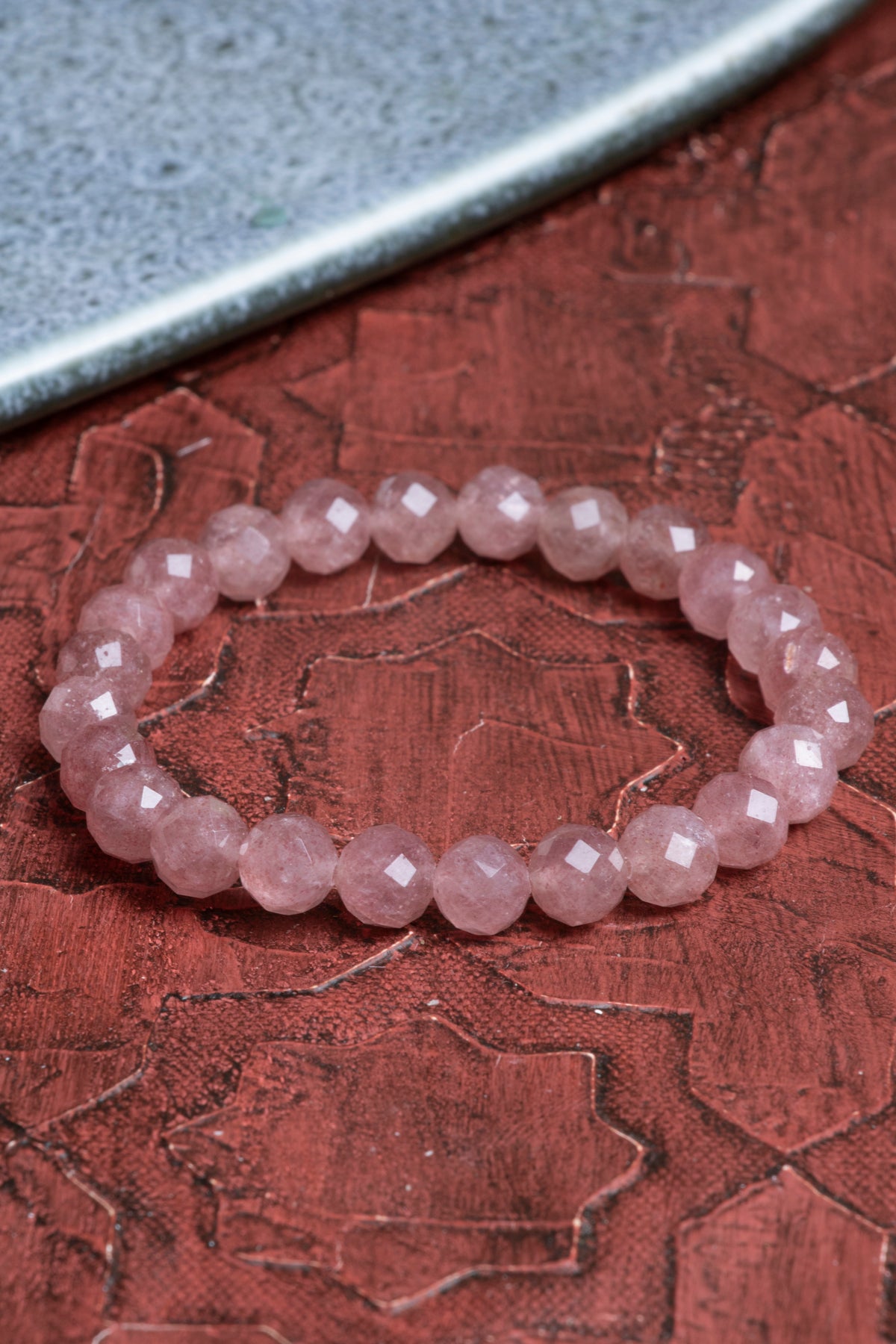 Fasetli Çilekli Kuvars Bileklik