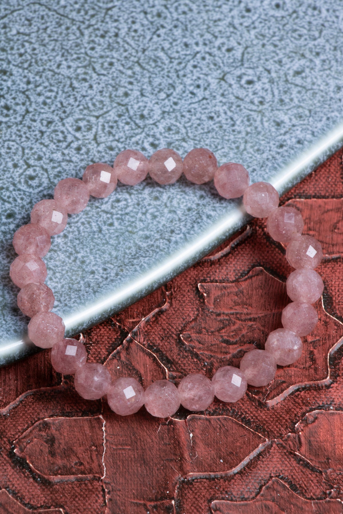 Fasetli Çilekli Kuvars Bileklik