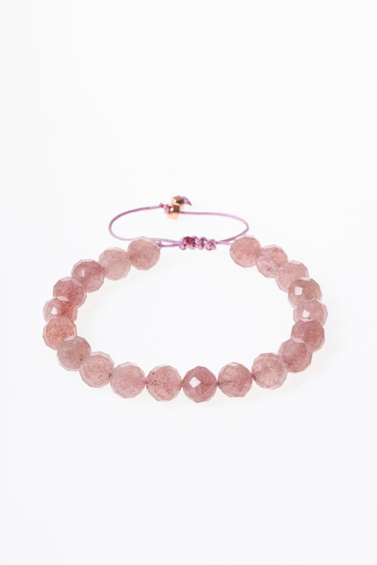 Fasetli Çilekli Kuvars Makrome Bileklik