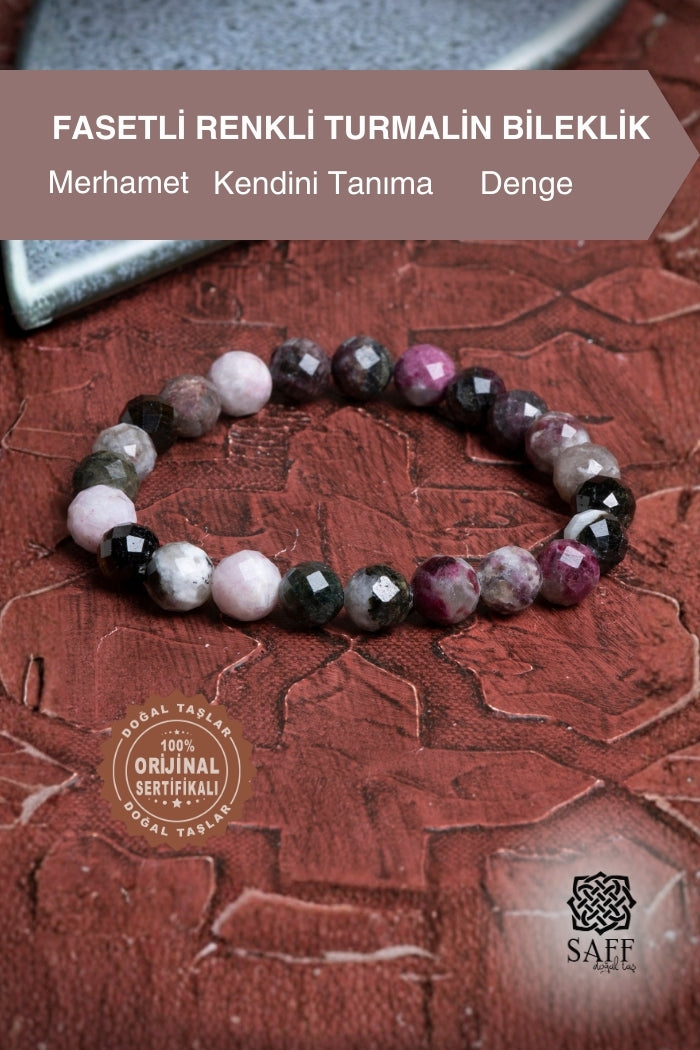 Fasetli Renkli Turmalin Bileklik