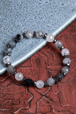 Fasetli Rutilli Kuvars Hematit Bileklik