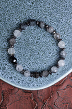 Fasetli Rutilli Kuvars Hematit Bileklik