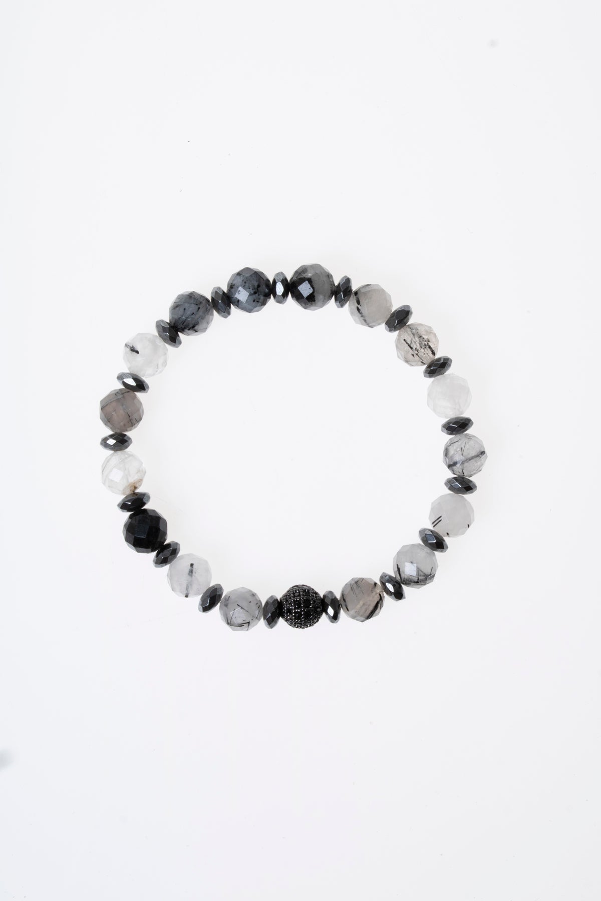 Fasetli Rutilli Kuvars Hematit Bileklik
