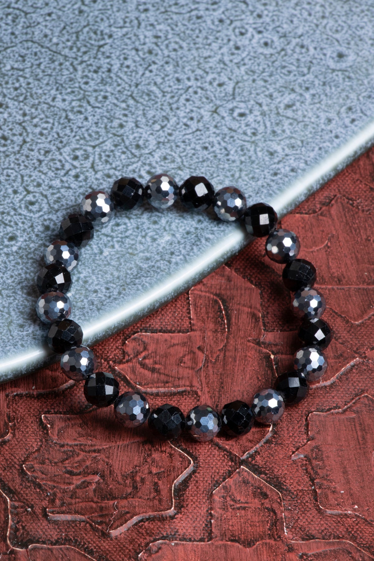 Fasetli Siyah Turmalin &amp; Hematit Bileklik