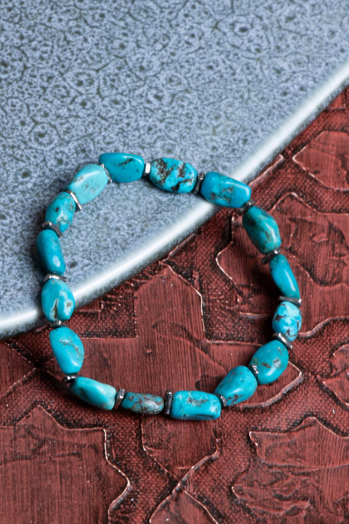 Firuze (Turkuaz) Gümüş Aparatlı Doğal Taş bileklik