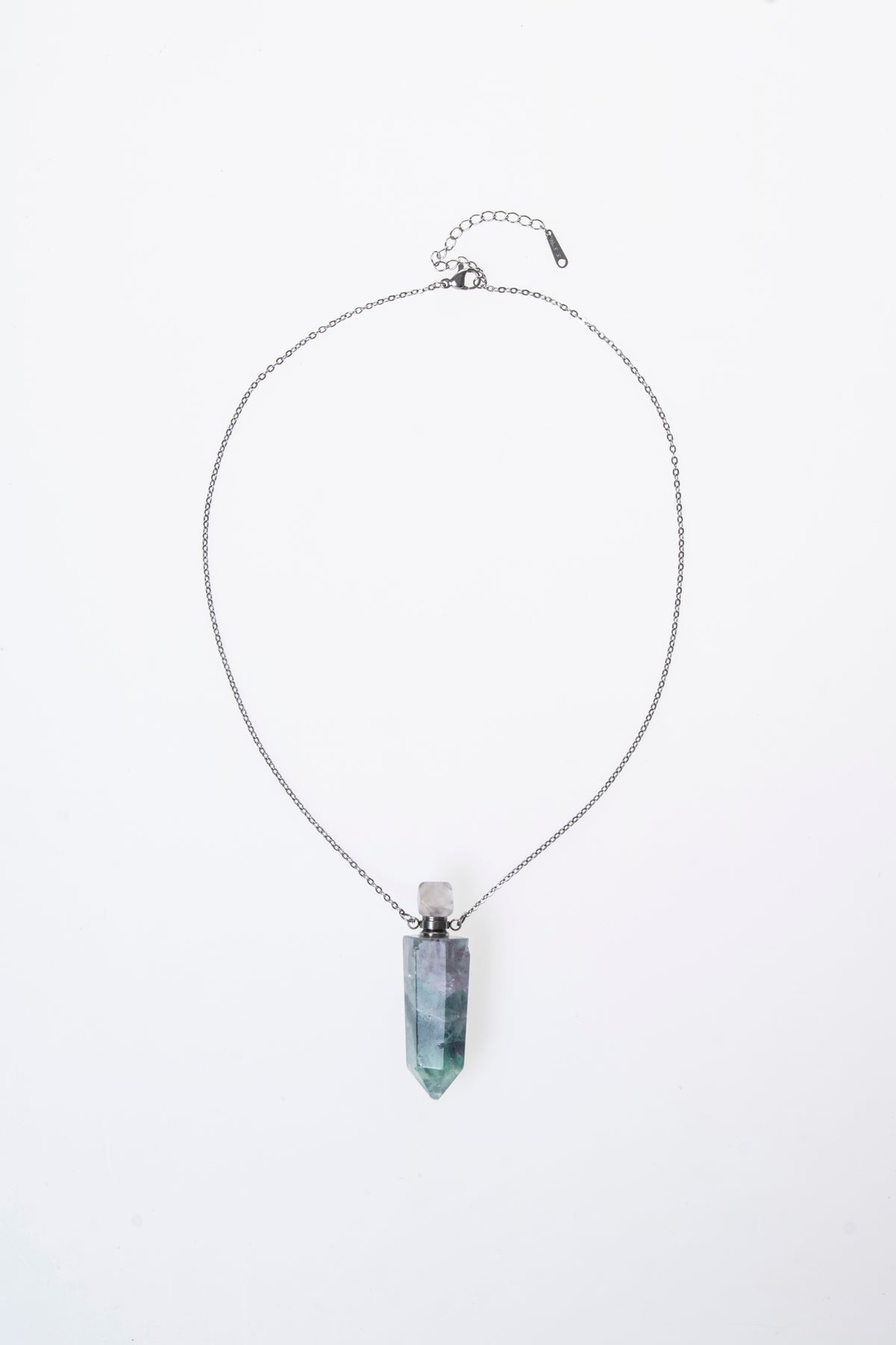 Florit Taşı Zincirli Esans Şişesi Kolye