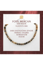Fosil Mercan 8 mm Dizi Doğal Taş Kolye