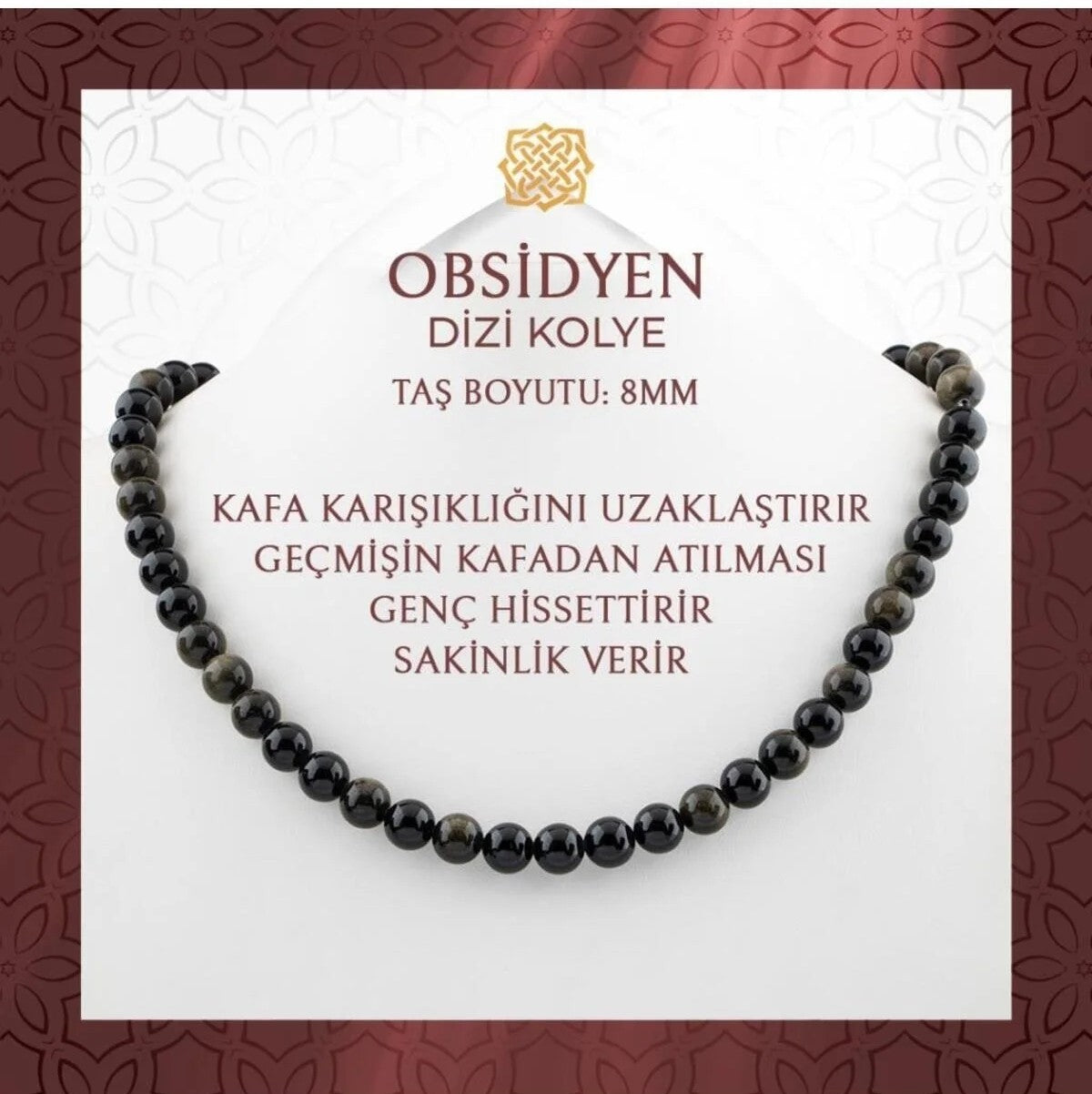 Golden Obsidyen 8 mm Dizi Doğal Taş Kolye