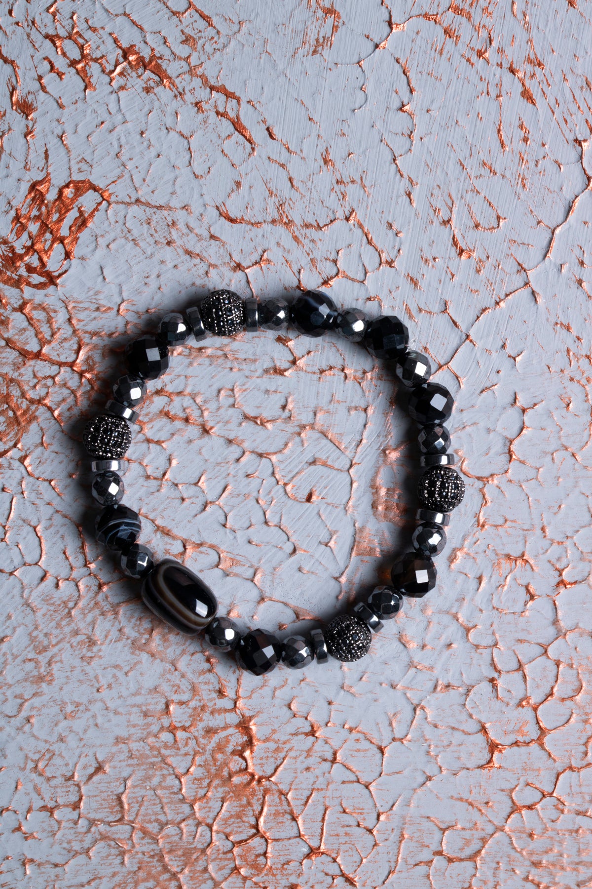 Göz Akik &amp; Hematit Zirkon Aparat Bileklik