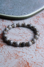 Gri Jasper &amp; Hematit Zirkon Aparat Bileklik