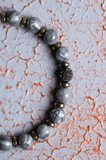 Gri Jasper &amp; Hematit Zirkon Aparat Bileklik