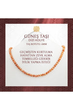 Güneş Taşı 6 mm Dizi Doğal Taş Kolye