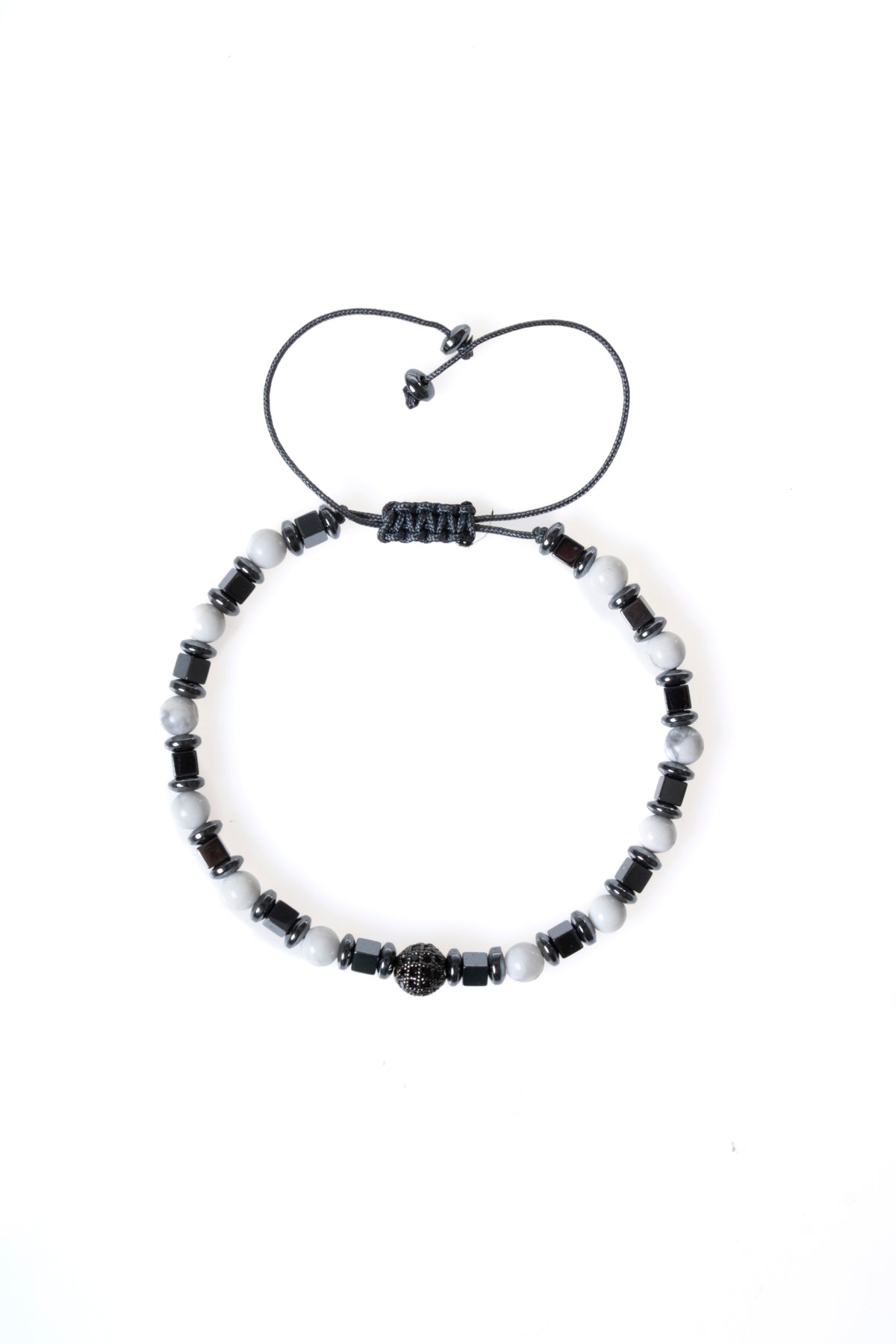 Havlit &amp; Hematit &amp; Zirkon Aparat Doğal Taş Makrome Bileklik