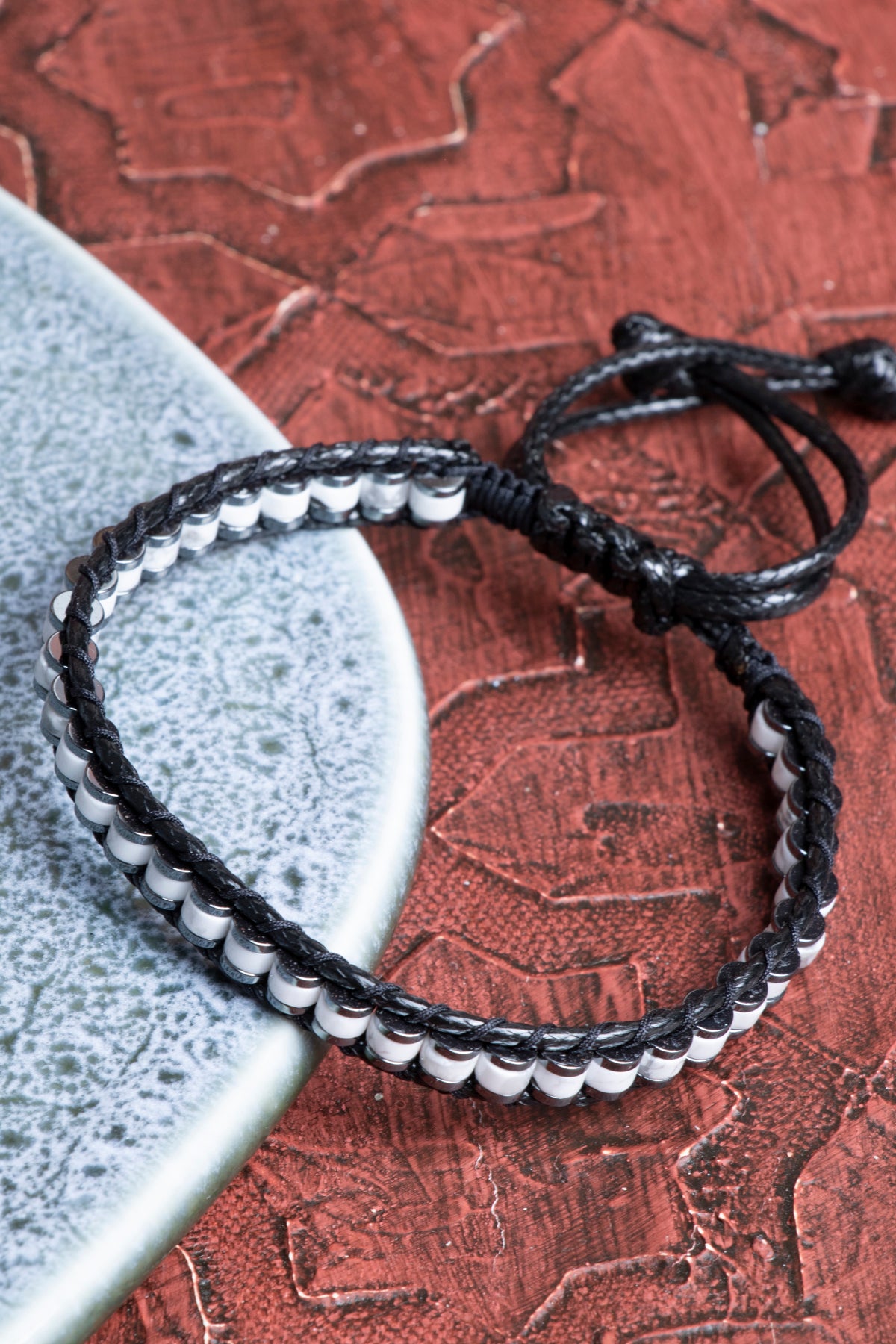 Havlit &amp; Hematit Özel Tasarım Makrome Bileklik