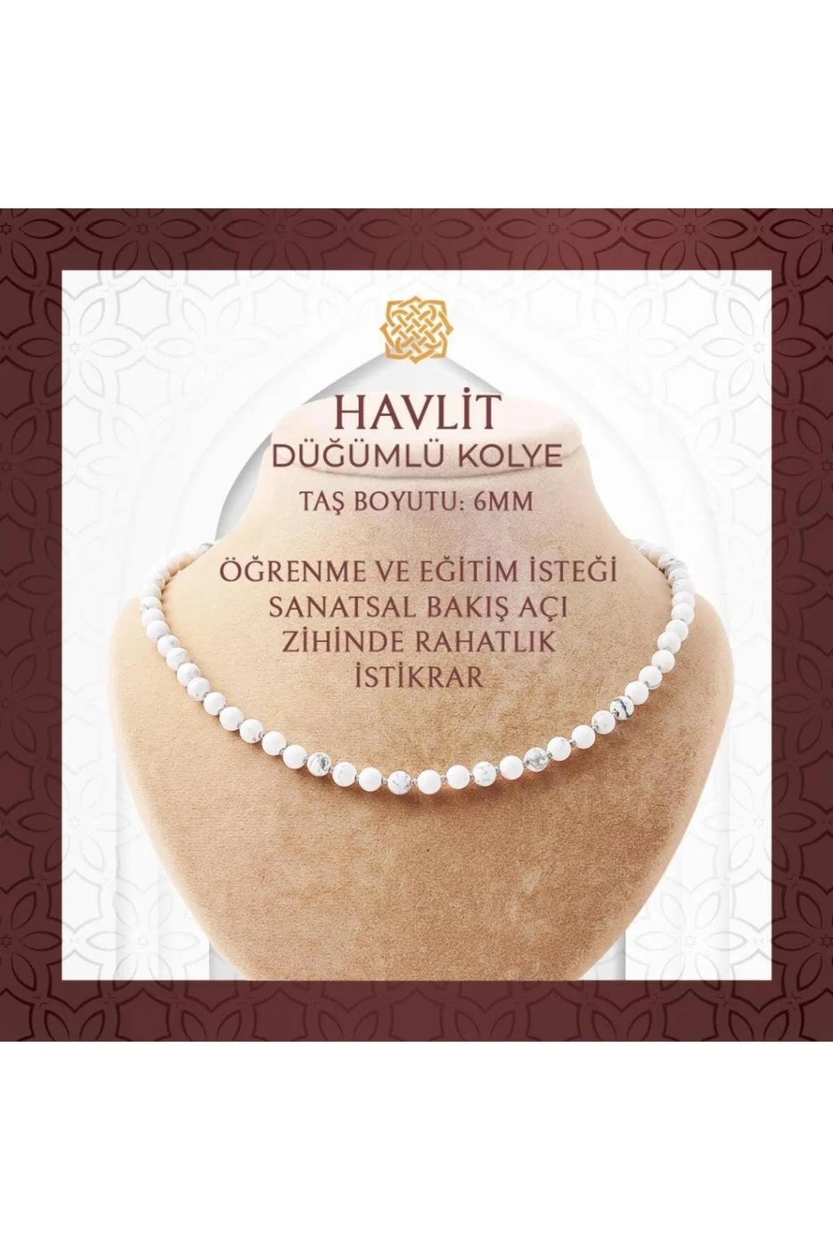 Havlit 6 Mm Düğümlü Doğal Taş Kolye