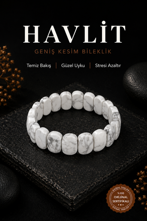 Havlit Doğal Taş Geniş Kesim Bileklik 210309