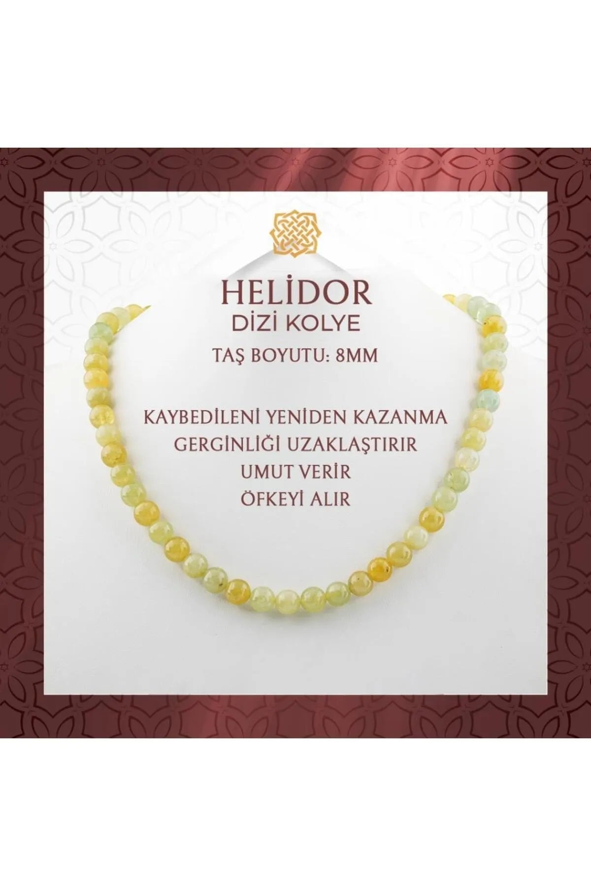 Helidor 8 mm Dizi Doğal Taş Kolye