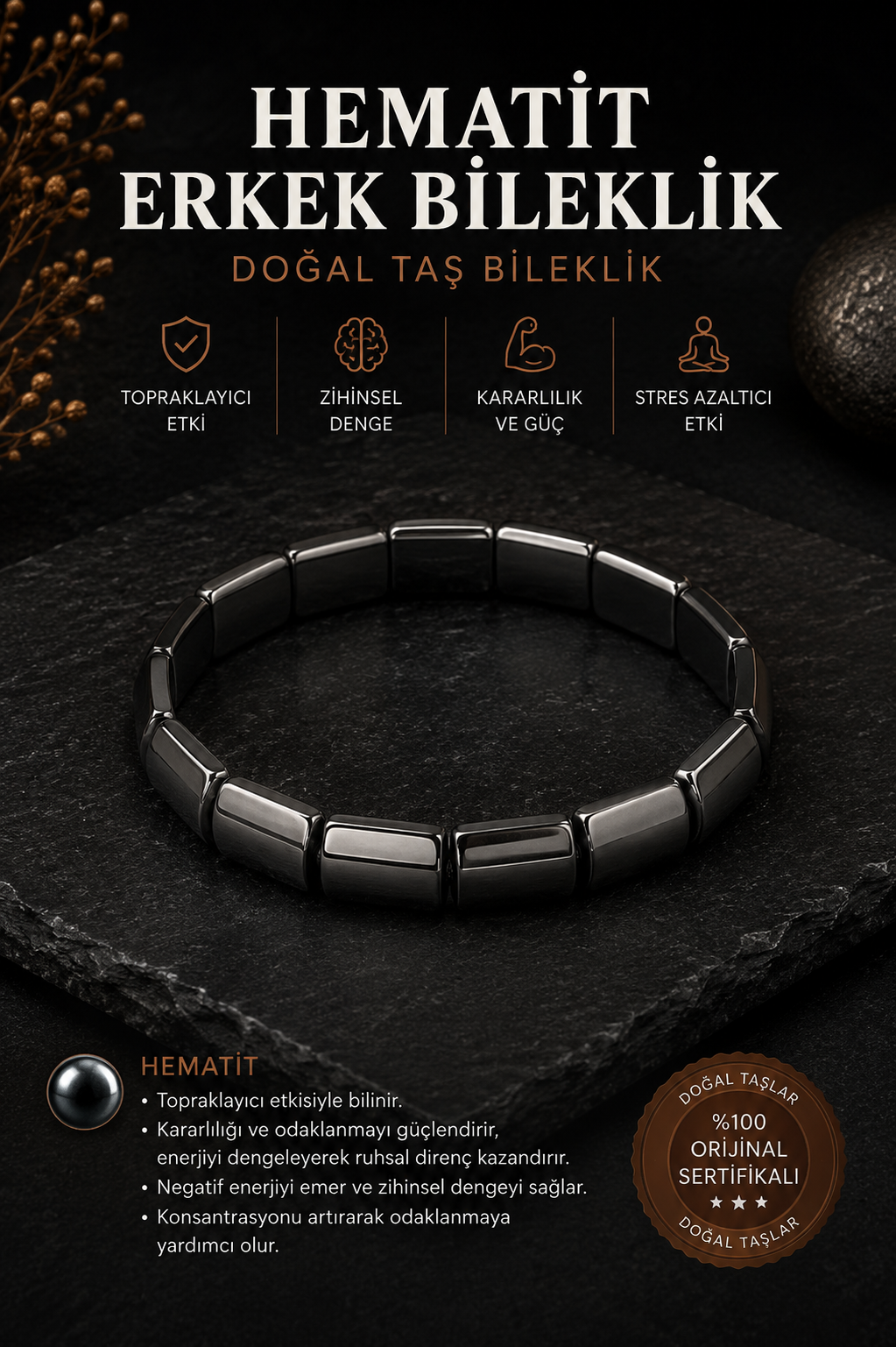 Hematit Erkek Bileklik 2