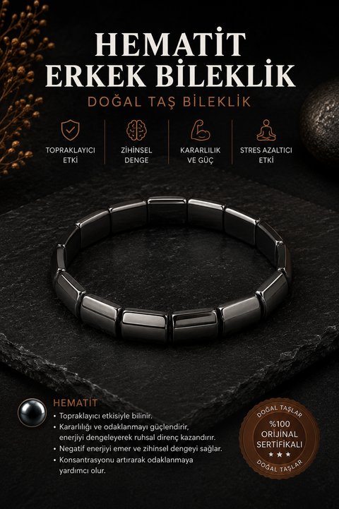 Hematit Erkek Bileklik 2 | SAFF Doğal Taş