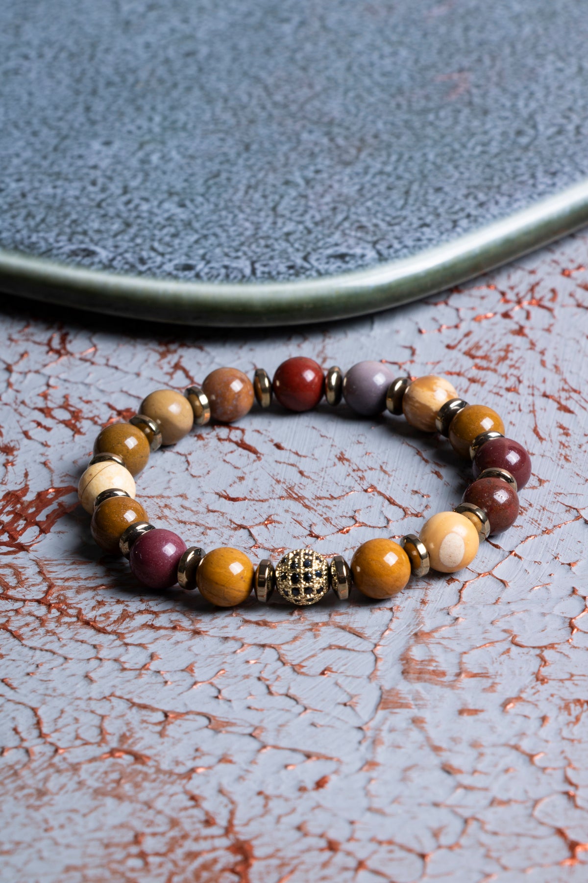 Jasper &amp; Hematit Zirkon Aparat Bileklik