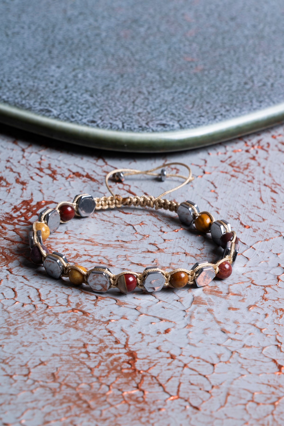 Jasper &amp; Hematit Makrome Bileklik