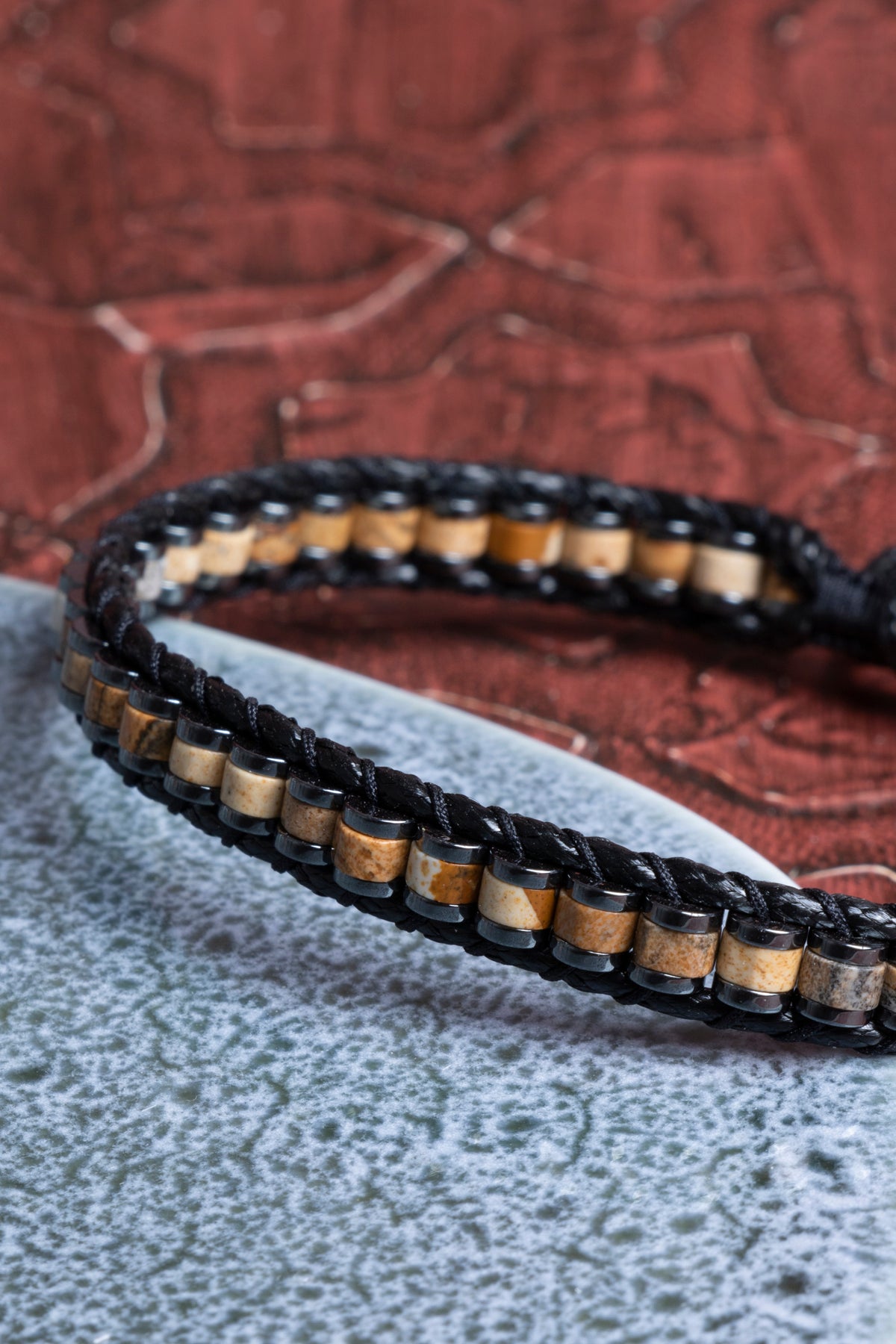 Jasper &amp; Hematit Özel Tasarım Makrome Bileklik