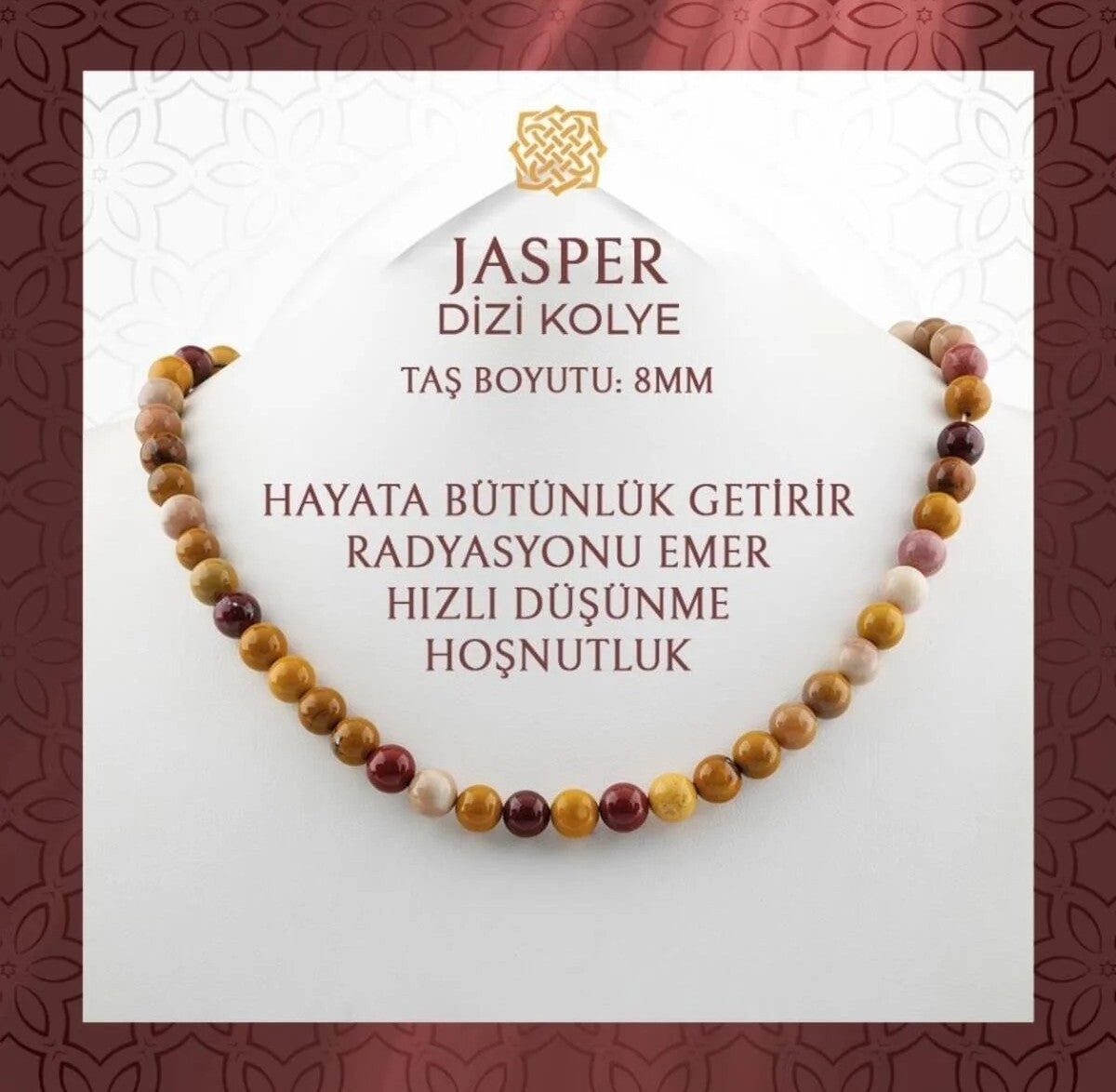 Jasper 8 mm Dizi Doğal Taş Kolye