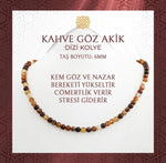 Kahve Göz Akik 6 mm Dizi Doğal Taş Kolye