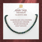 Kan Taşı 8 mm Dizi Doğal Taş Kolye
