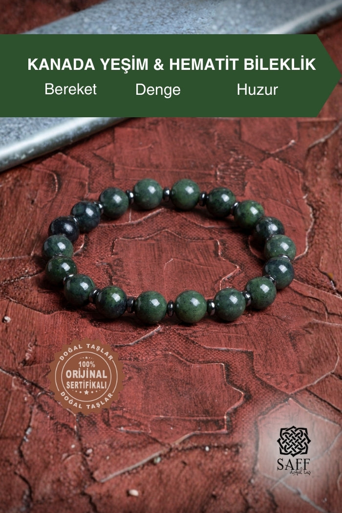 Kanada Yeşim &amp; Hematit Bileklik