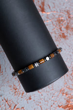 Hematit &amp; Kaplan Gözü &amp; Gümüş Aparatlı Makrome Bileklik k2