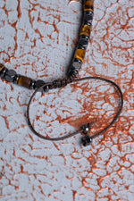 Hematit &amp; Kaplan Gözü &amp; Gümüş Aparatlı Makrome Bileklik k2