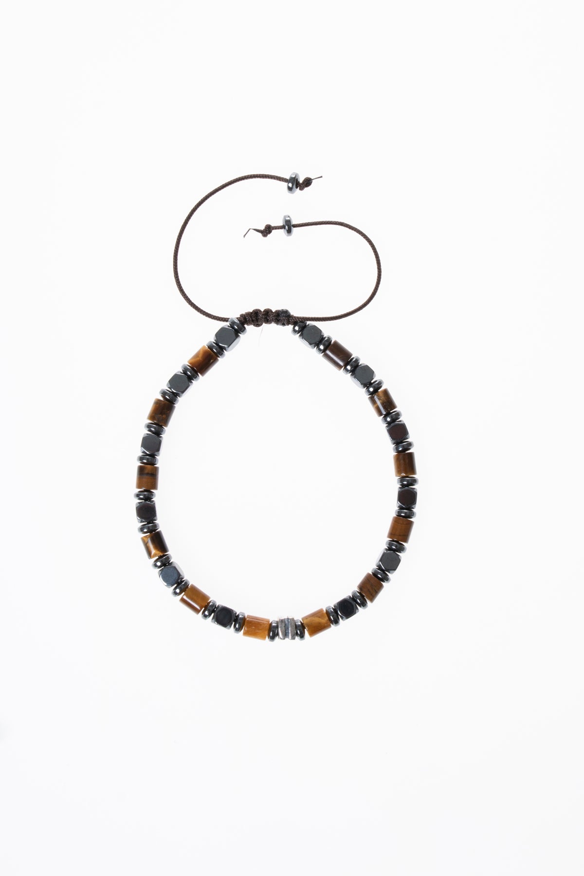 Hematit &amp; Kaplan Gözü &amp; Gümüş Aparatlı Makrome Bileklik k2