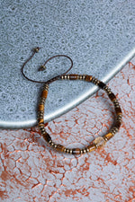 Kaplan Gözü &amp; Hematit &amp; Sitrin Makrome Bileklik