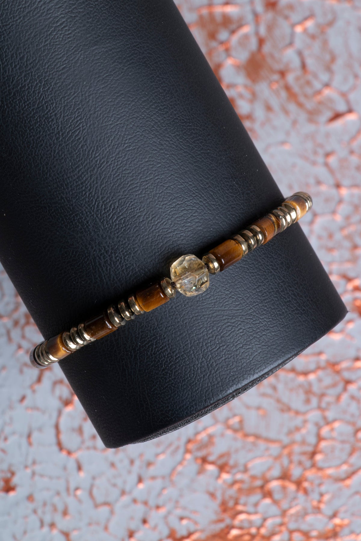 Kaplan Gözü &amp; Hematit &amp; Sitrin Makrome Bileklik