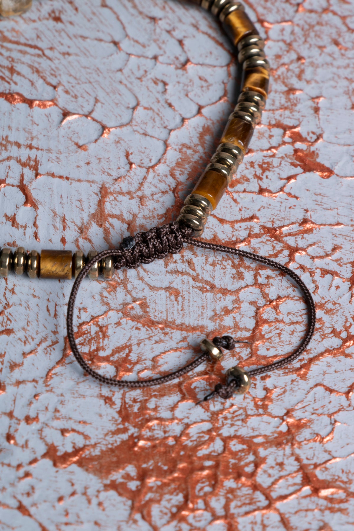 Kaplan Gözü &amp; Hematit &amp; Sitrin Makrome Bileklik