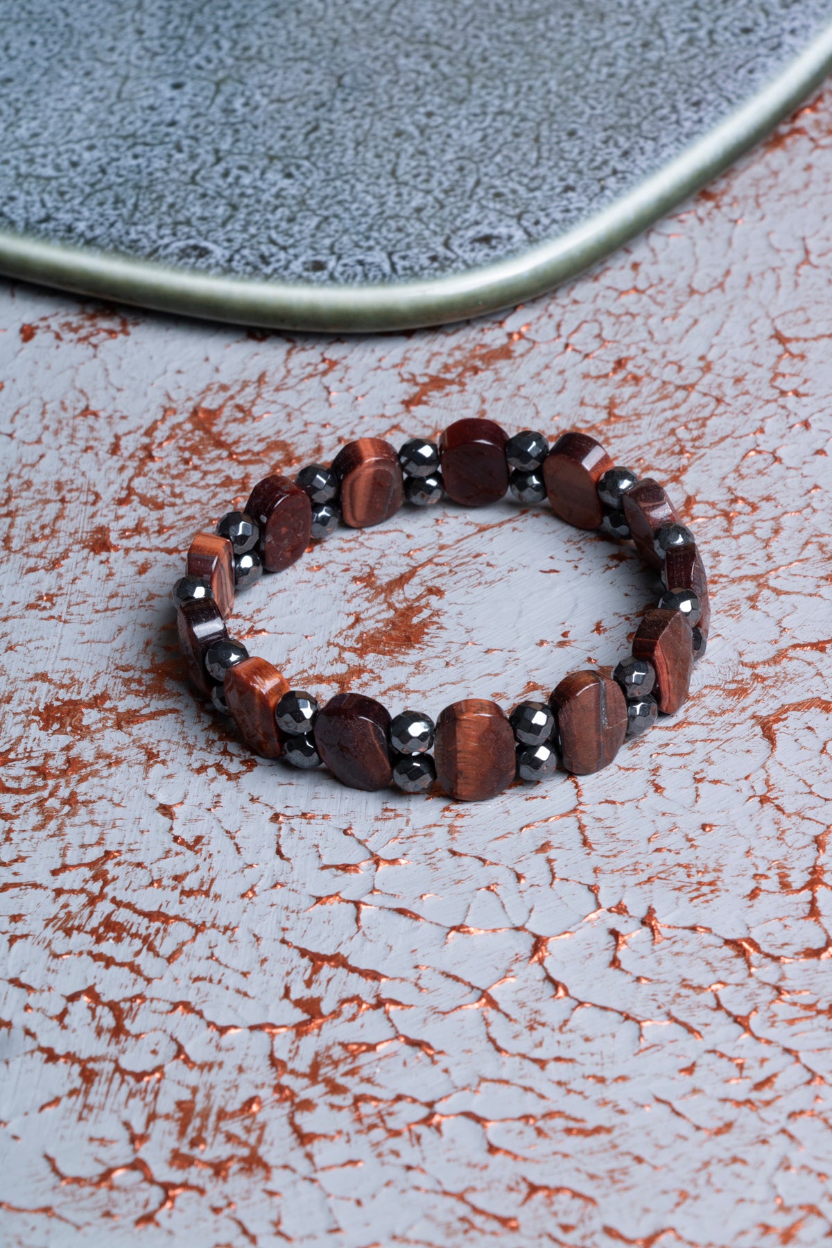 Kaplan Gözü &amp; Hematit Geniş Kesim Bileklik