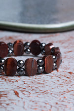 Kaplan Gözü &amp; Hematit Geniş Kesim Bileklik