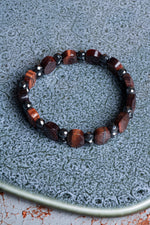 Kaplan Gözü &amp; Hematit Geniş Kesim Bileklik